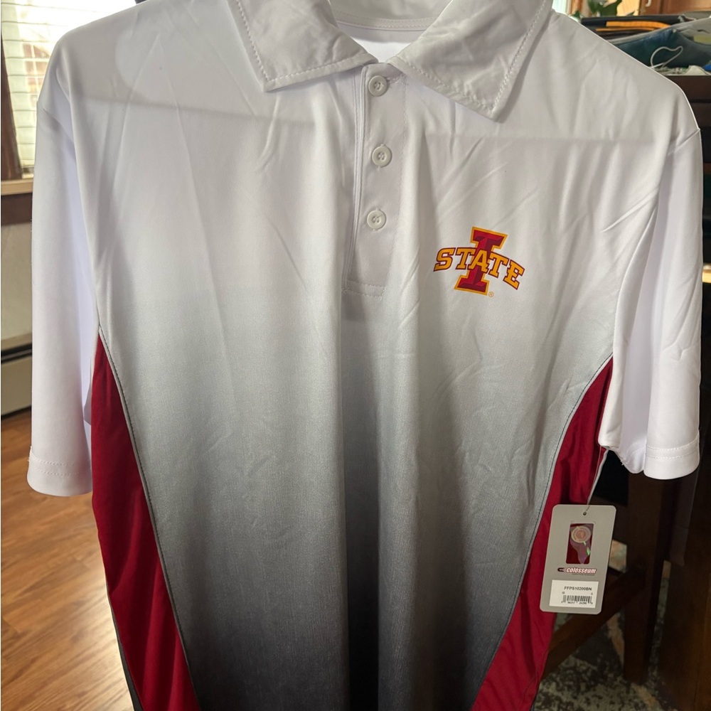 Colosseum White Gray Red Iowa State Polo